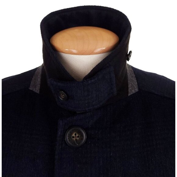 Hart Schaffner Marx Forrester Wool Blend Coat M Mens Navy Plaid - Picture 5 of 14